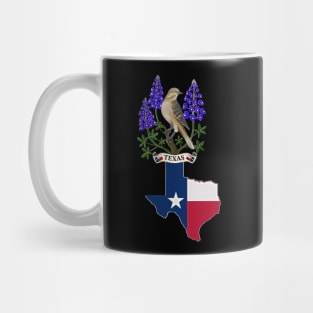 Texas state mockingbird and bluebonnet flower Mug